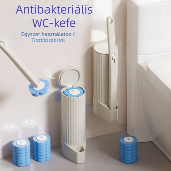 Egyszer használatos WC-kefe készlet, falra szerelhető kivitel, cserélhető fejjel, műanyag