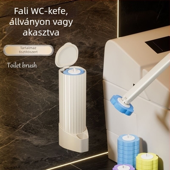 Egyszer használatos WC-kefe készlet, falra szerelhető kivitel, cserélhető fejjel, műanyag