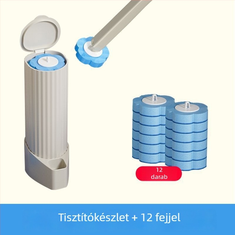 Egyszer használatos WC-kefe készlet, falra szerelhető kivitel, cserélhető fejjel, műanyag