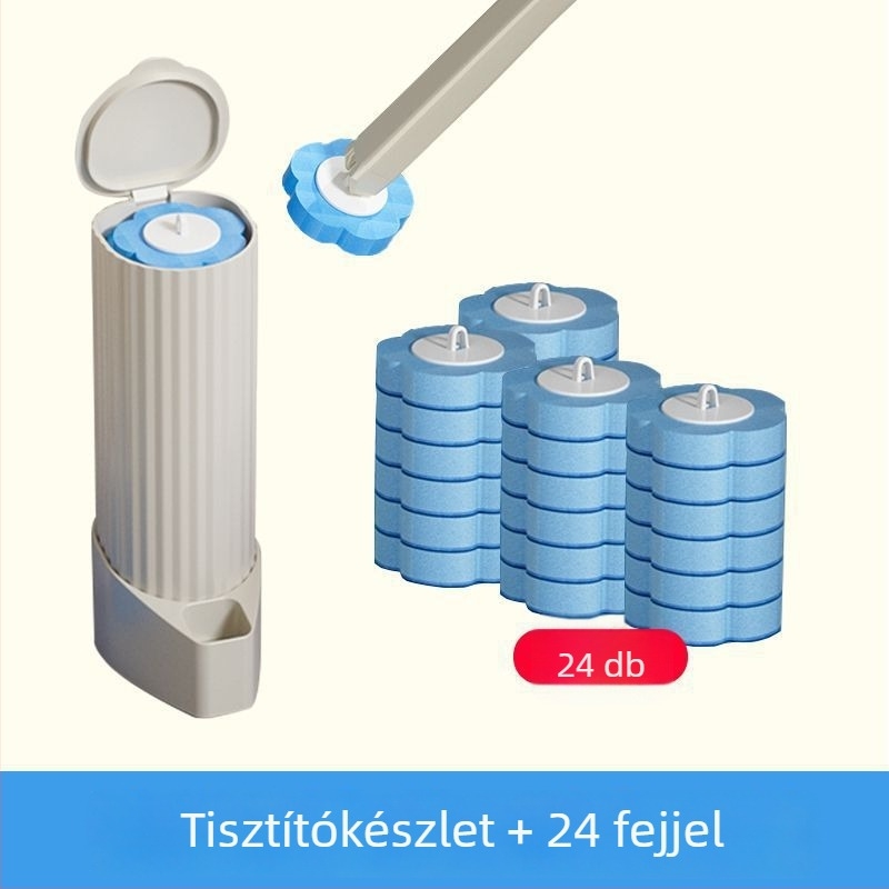 Egyszer használatos WC-kefe készlet, falra szerelhető kivitel, cserélhető fejjel, műanyag