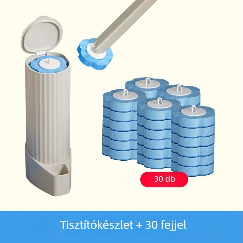 Egyszer használatos WC-kefe készlet, falra szerelhető kivitel, cserélhető fejjel, műanyag