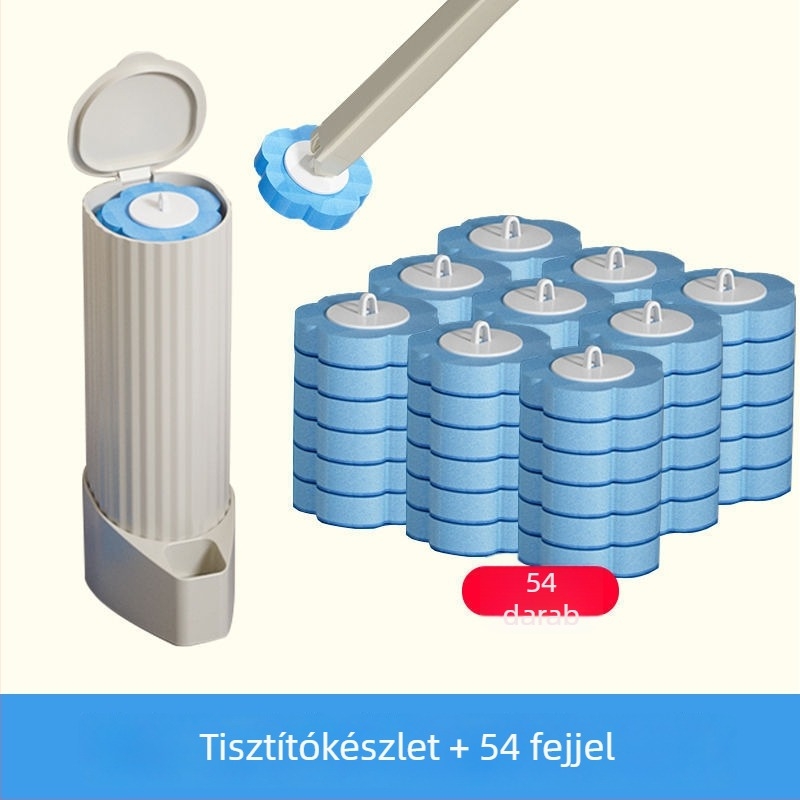 Egyszer használatos WC-kefe készlet, falra szerelhető kivitel, cserélhető fejjel, műanyag
