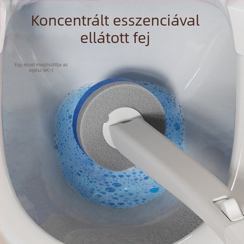 Falihoz szerelhető egyszer használatos WC-kefe beépített tisztító folyadékkal és cserélhető kefefejjel