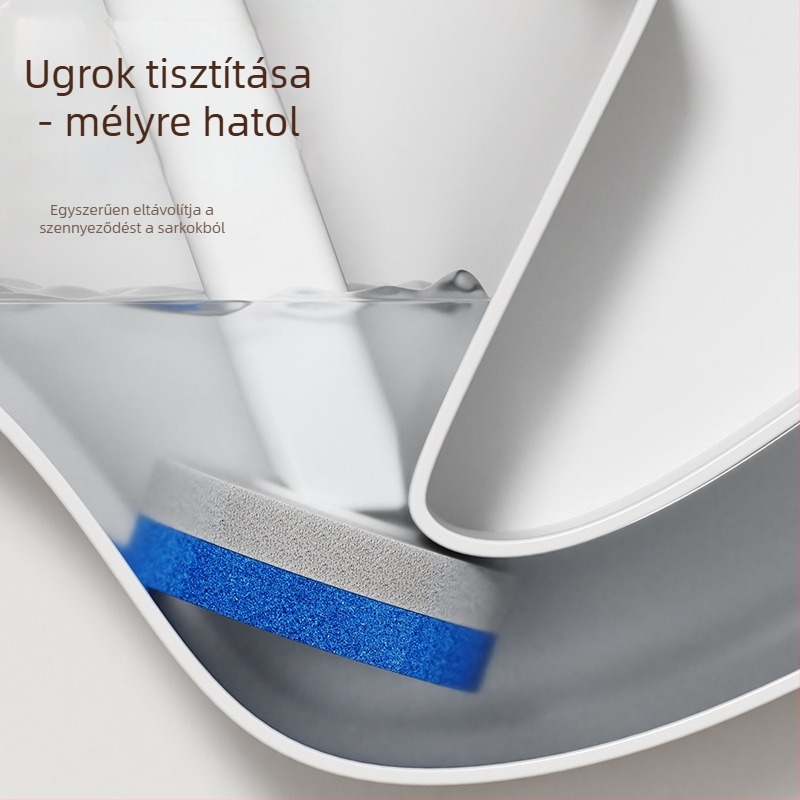 Falihoz szerelhető egyszer használatos WC-kefe beépített tisztító folyadékkal és cserélhető kefefejjel
