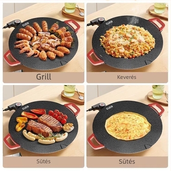 Maifan kővel ellátott többfunkciós elektromos grillpan – koreai stílusú dohányzás nélküli barbecue, kör alakú