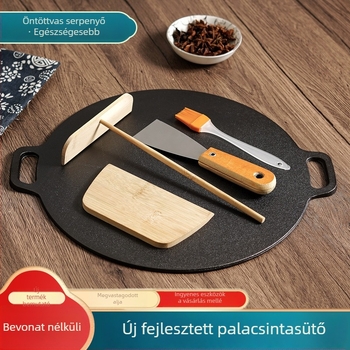 Öntöttvas palacsinta serpenyő - bevonat nélküli, egyetlen aljzattal, gáztűzhely és indukció kompatibilis