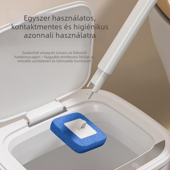 Egyszer használatos WC-kefés készlet falra szerelhető tartóval a fürdőszobához, nehezen hozzáférhető sarkok tisztítása, műanyagból