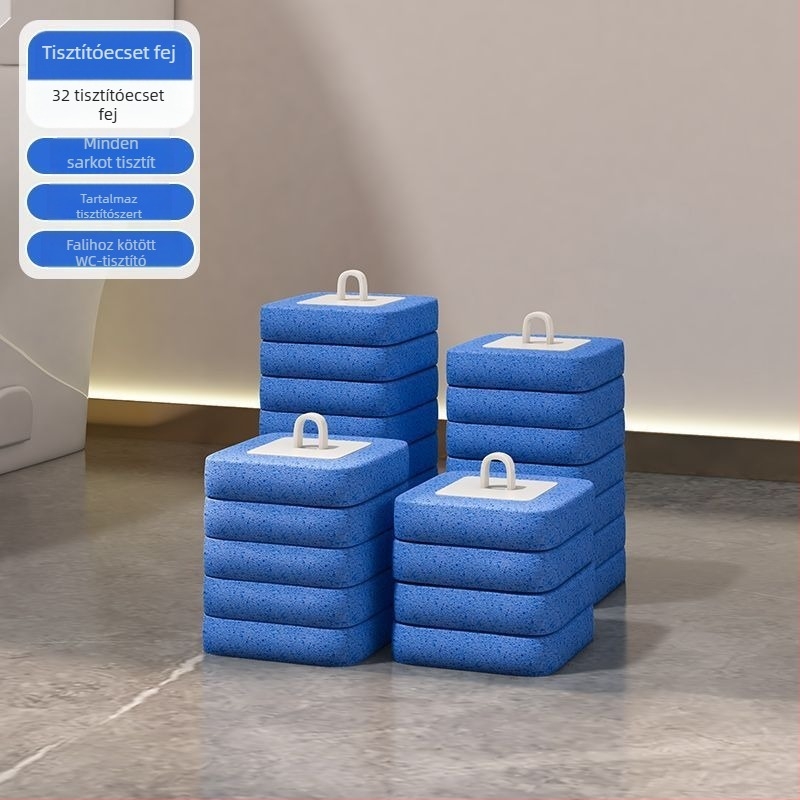 Egyszer használatos WC-kefés készlet falra szerelhető tartóval a fürdőszobához, nehezen hozzáférhető sarkok tisztítása, műanyagból