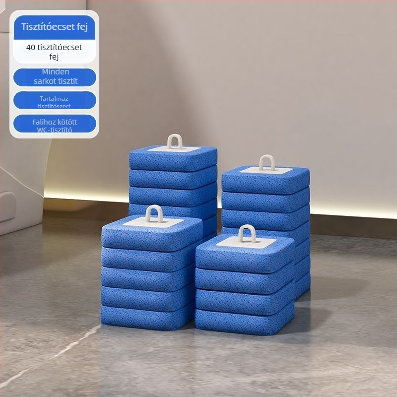 Egyszer használatos WC-kefés készlet falra szerelhető tartóval a fürdőszobához, nehezen hozzáférhető sarkok tisztítása, műanyagból