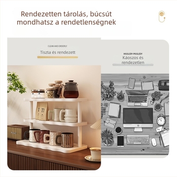 3‑rétegű pohártartó tároló, asztalra, nappaliba és a konyhába, Nanzhu anyag, porálló, leválasztható