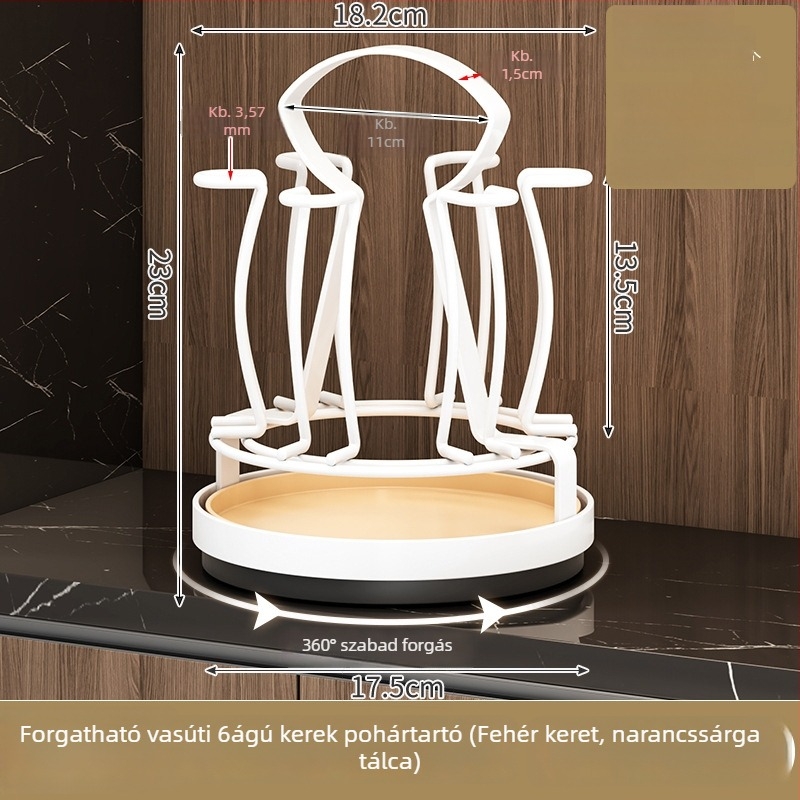 Konyhai és nappali pohártartó, 360°-os forgású asztali lefolyó állvány, pohár tároló, invertált dizájn