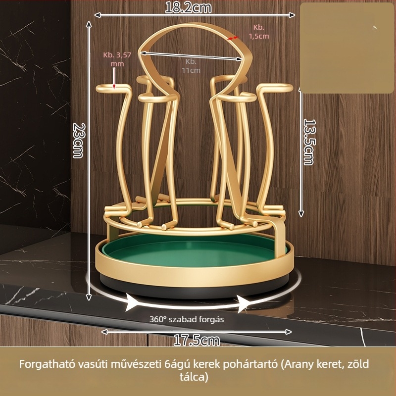 Konyhai és nappali pohártartó, 360°-os forgású asztali lefolyó állvány, pohár tároló, invertált dizájn