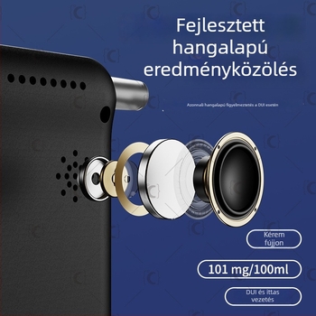 Hordozható kilégzéses alkoholszint-mérő MR997, RCXAZ, mérési tartomány 0,00–0,19% BAC, pontosság ±0,01% BAC, reakcióidő 5 mp