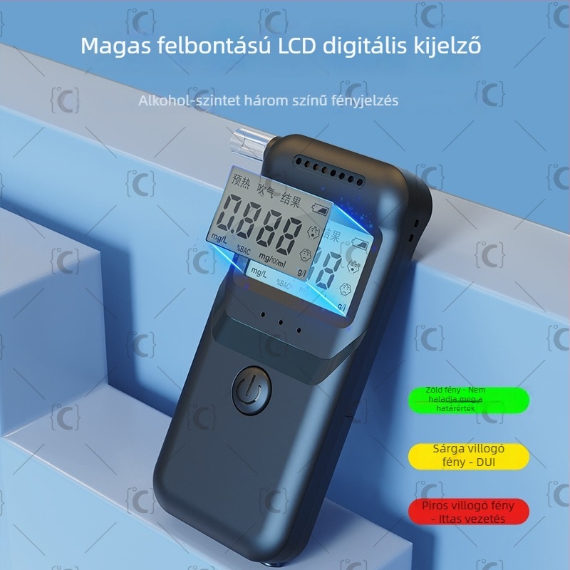 Hordozható kilégzéses alkoholszint-mérő MR997, RCXAZ, mérési tartomány 0,00–0,19% BAC, pontosság ±0,01% BAC, reakcióidő 5 mp