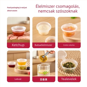 Han sheng egyszer használatos kerek szósz poharak PP anyagból, nagy kapacitású, takeaway-hoz, élelmiszer-minőségű műanyag