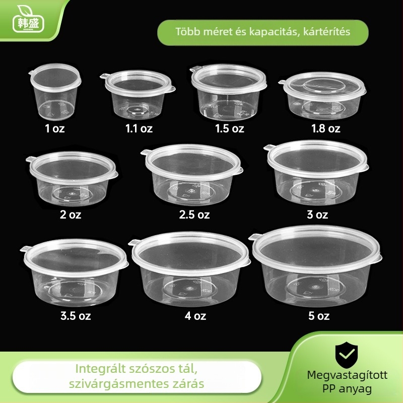 Han sheng egyszer használatos kerek szósz poharak PP anyagból, nagy kapacitású, takeaway-hoz, élelmiszer-minőségű műanyag