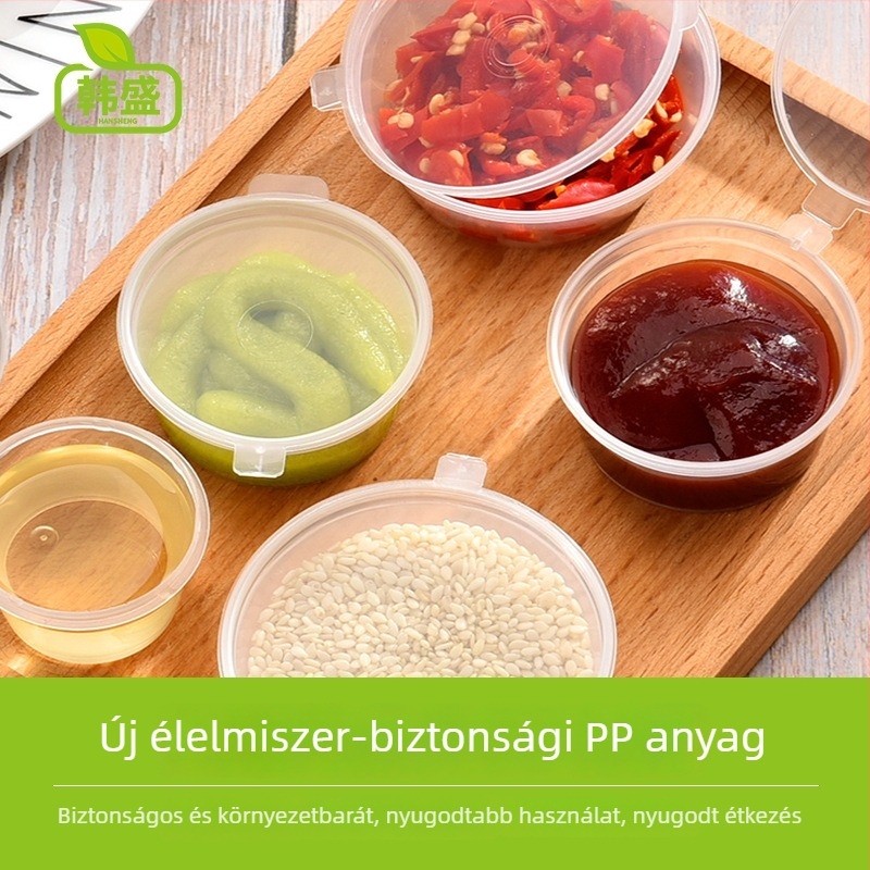 Han sheng egyszer használatos kerek szósz poharak PP anyagból, nagy kapacitású, takeaway-hoz, élelmiszer-minőségű műanyag