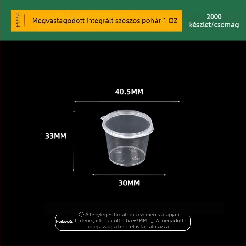 Han sheng egyszer használatos kerek szósz poharak PP anyagból, nagy kapacitású, takeaway-hoz, élelmiszer-minőségű műanyag