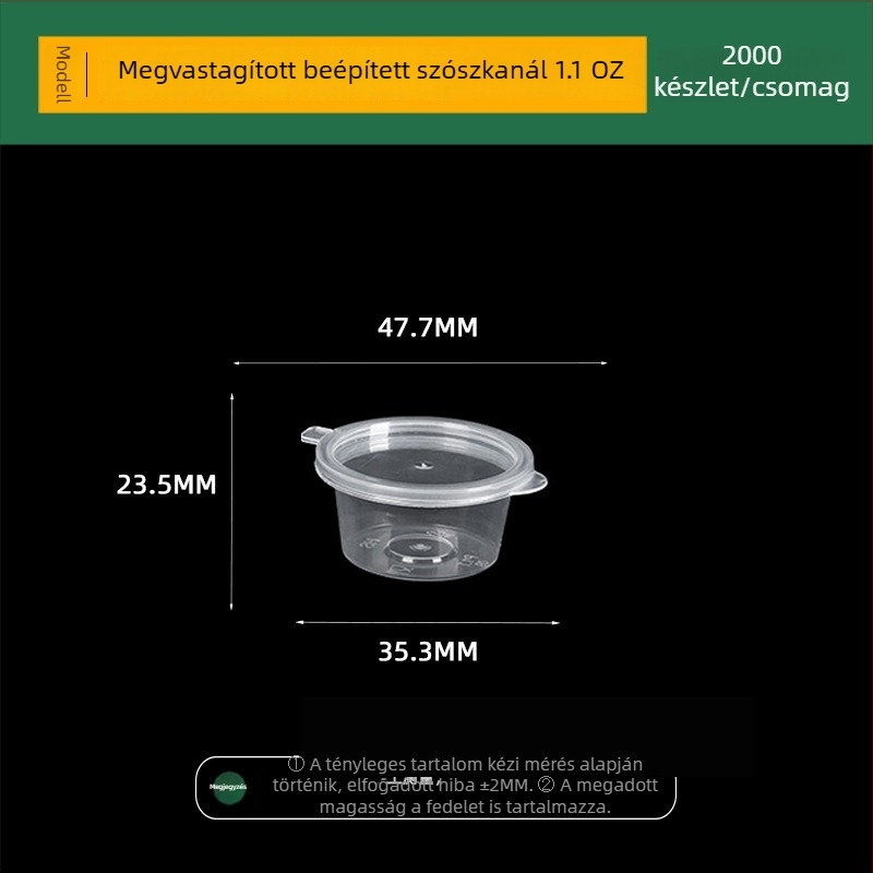 Han sheng egyszer használatos kerek szósz poharak PP anyagból, nagy kapacitású, takeaway-hoz, élelmiszer-minőségű műanyag