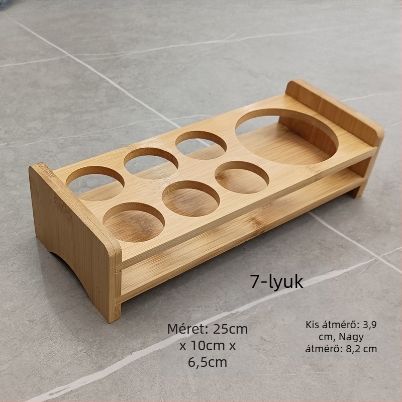Bambusz pohár tartó – Mini pohár tároló polc, modern egyszerű stílus, bambuszfa, 0,3 kg
