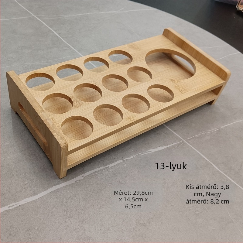 Bambusz pohár tartó – Mini pohár tároló polc, modern egyszerű stílus, bambuszfa, 0,3 kg