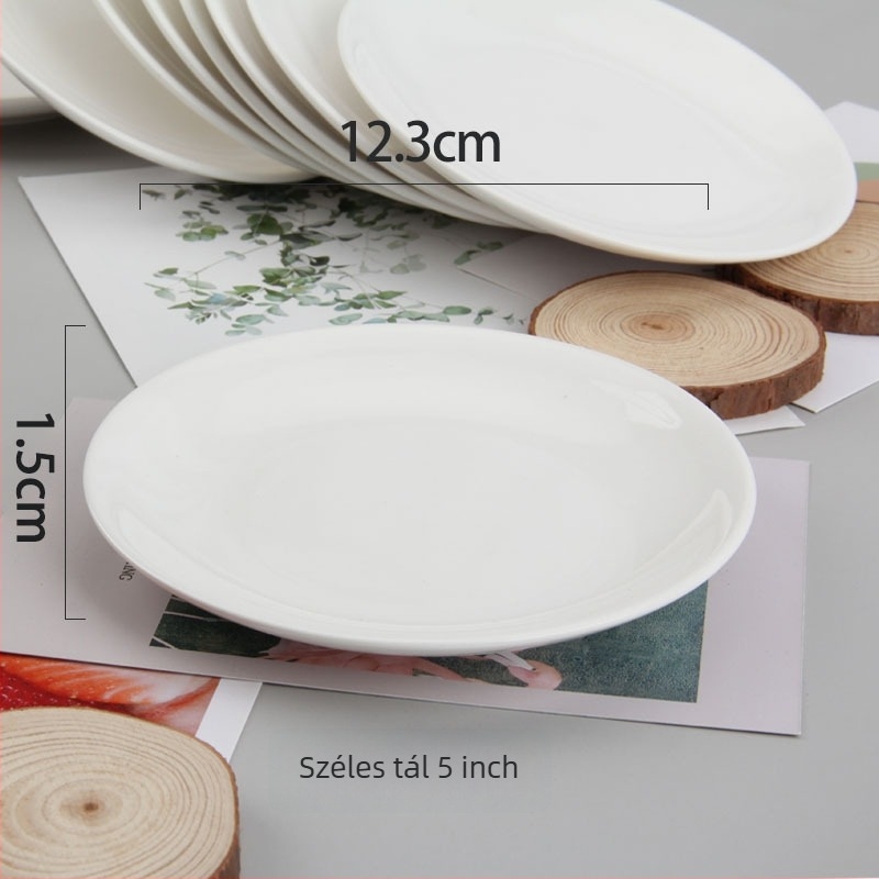 Porcelán kerek tál, mikrohullámú sütőben használható, szállodai étkezőasztalhoz, glazúrozott felület, logónyomtatás lehetséges