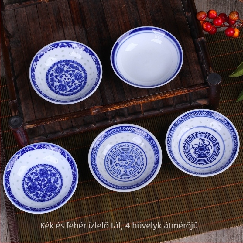 Porcelán kerek fűszeres tál, kínai stílus, logónyomtatás lehetséges, ajándék kollégáknak és konferenciákra