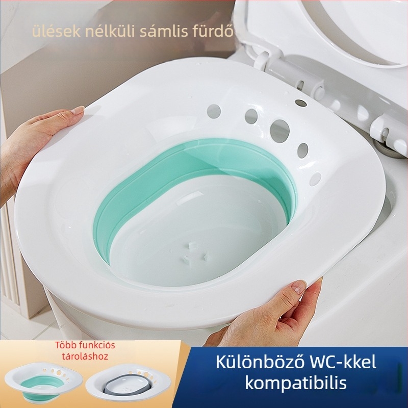 Összecsukható bidé fürdőszobába, PP+TEP anyag, felnőtt használatra, WC-típusú kialakítás