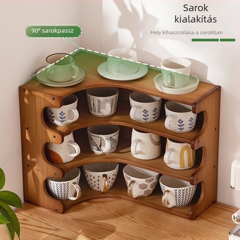 Pohártartó szervező polc — Asztali pohár tartó, Teás eszközök tárolója, Többszintes, Anyag: Selyemvirág, Modell 985, Stílus: Univerzális, Termékszám F99S68SJM89J6T