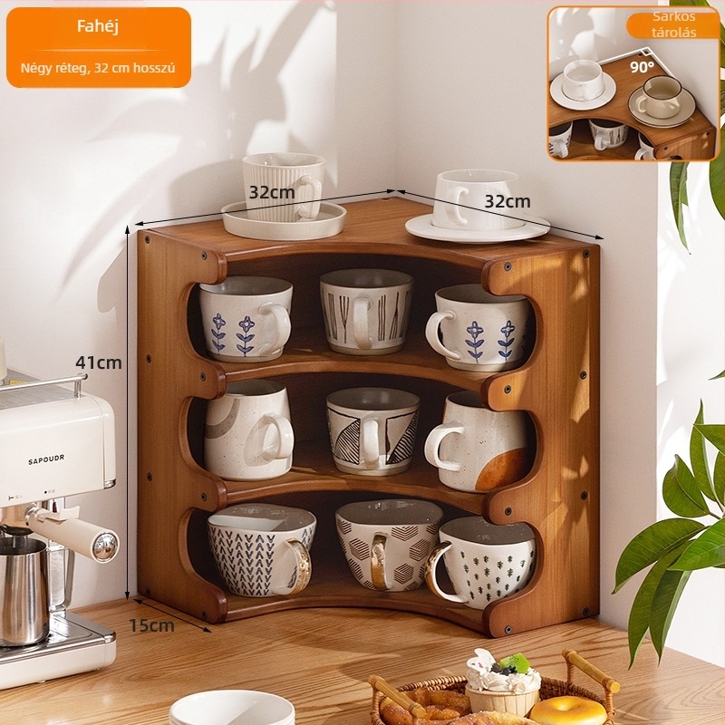 Pohártartó szervező polc — Asztali pohár tartó, Teás eszközök tárolója, Többszintes, Anyag: Selyemvirág, Modell 985, Stílus: Univerzális, Termékszám F99S68SJM89J6T