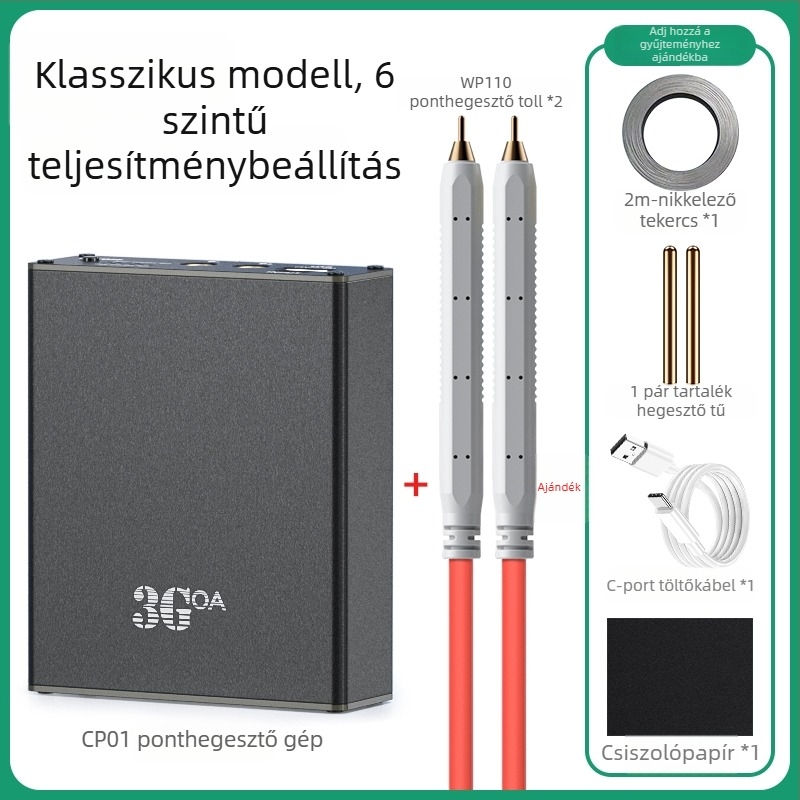 Hordozható ponthegesztő gép – DIY készlet 18650 lítium akkumulátorral és vezérlőbordával