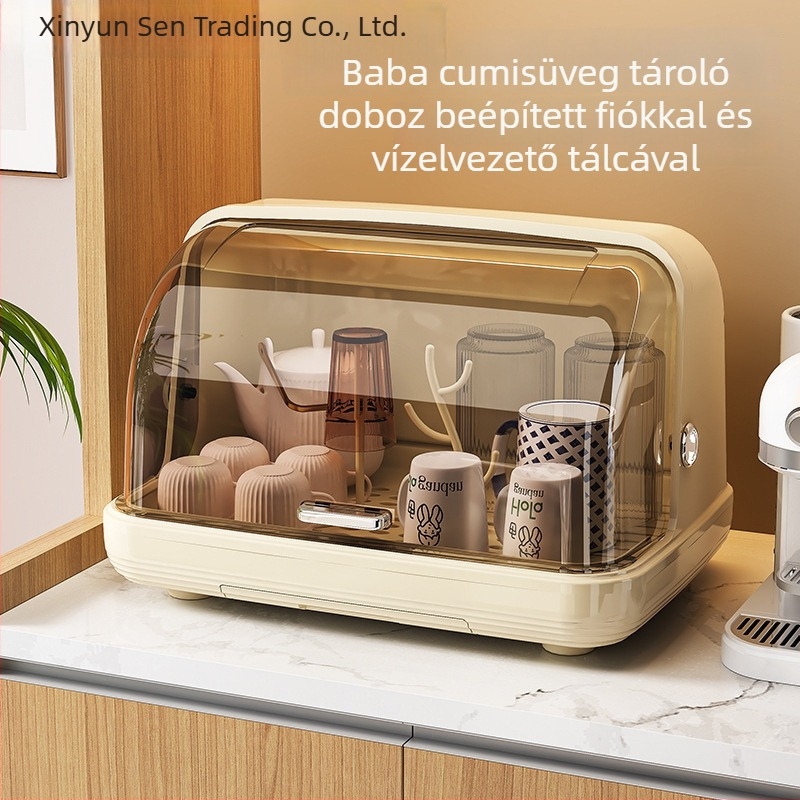 Baba cumisüveg tároló doboz fedeles szárító állvánnyal — Pohártartó (Műanyag, 660 g, 2024)
