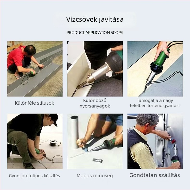 Rozsdamentes acél hosszú fúvófej meleglevegős műanyag hegesztőpisztolyhoz, kompatibilis WP9/20/25/17/18/26, Rongqing hardware