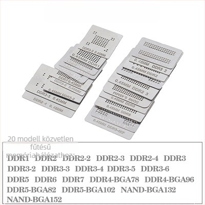 TMYLOKU DDR5 memória BGA golyóelhelyező háló — 12/14/20 darabos készlet, BGA78/BGA96, közvetlen fűtés