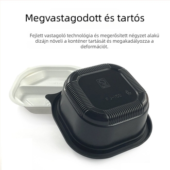 Kétszintes műanyag ebédes doboz fedéllel, mikrohullámú sütőben használható, elvitelre csomagolás
