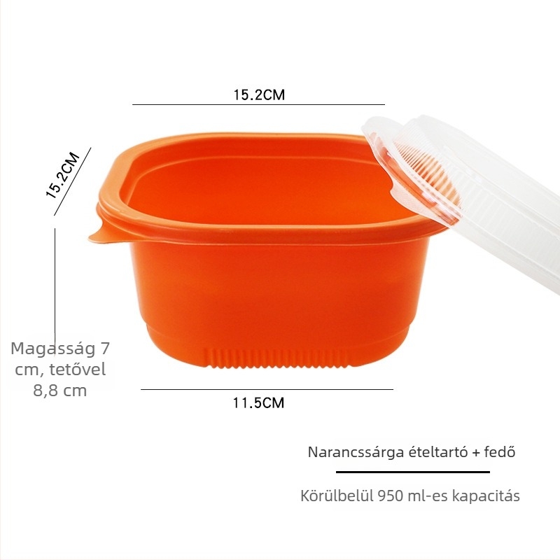 Kétszintes műanyag ebédes doboz fedéllel, mikrohullámú sütőben használható, elvitelre csomagolás
