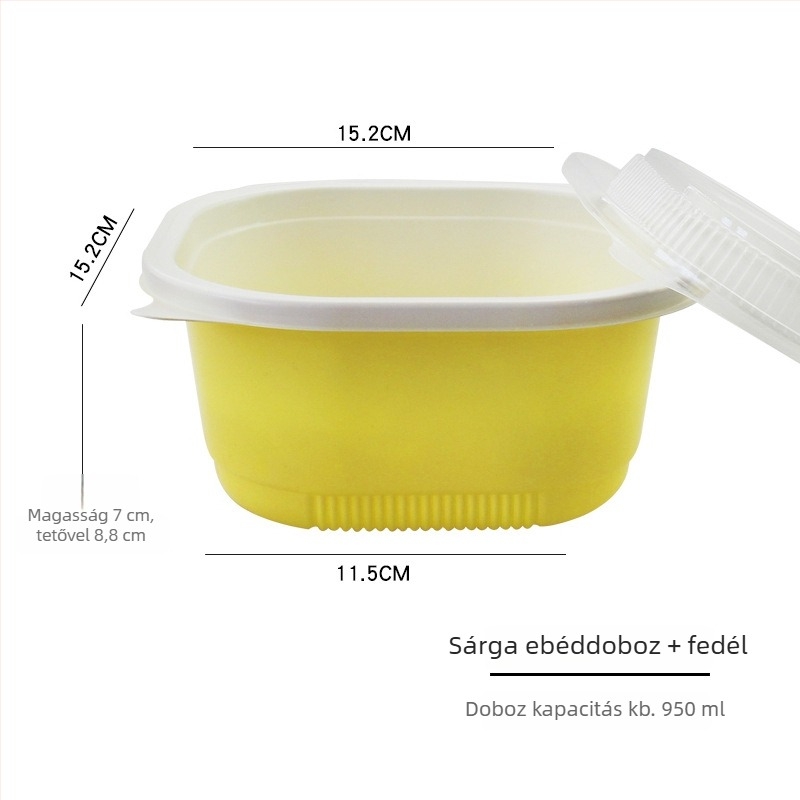 Kétszintes műanyag ebédes doboz fedéllel, mikrohullámú sütőben használható, elvitelre csomagolás