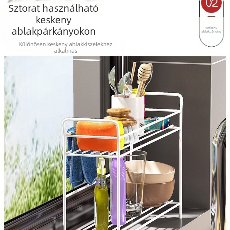2-szintes vasból készült fürdőszobai asztali tároló — többfunkciós, hordozható, fúrás nélküli telepítés