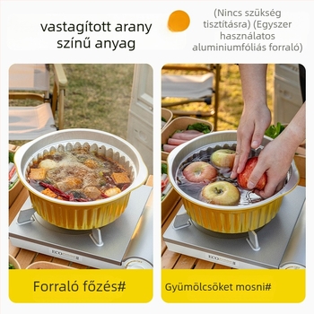 Egyszer használatos alumíniumfóliából készült edény kültéri használatra, kempinghez és piknikhez, élelmiszer-minőség, logó nyomtatás elérhető