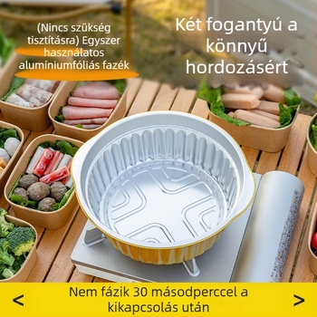 Egyszer használatos alumíniumfóliából készült edény kültéri használatra, kempinghez és piknikhez, élelmiszer-minőség, logó nyomtatás elérhető