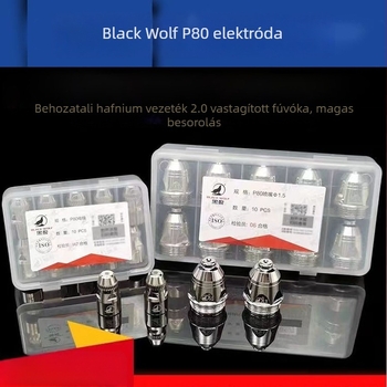 Black Wolf P80 plazmavágó fúvóka – elektróda fúvóka a P80 plazmavágóhoz; kompatibilis a P80 pisztollyal; alkalmas vas- és rozsdamentes acéllemez vágására