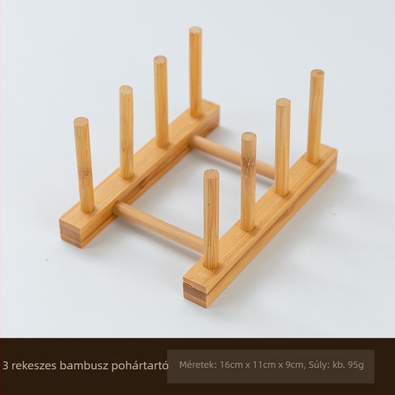Bambuszból készült pohártartó kijelzőállvány, beépített telepítés, fúrás nélküli kialakítás, egyszerű stílus