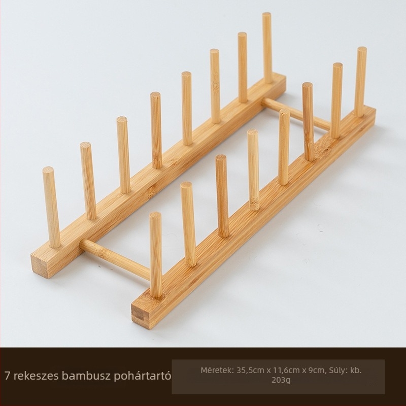 Bambuszból készült pohártartó kijelzőállvány, beépített telepítés, fúrás nélküli kialakítás, egyszerű stílus