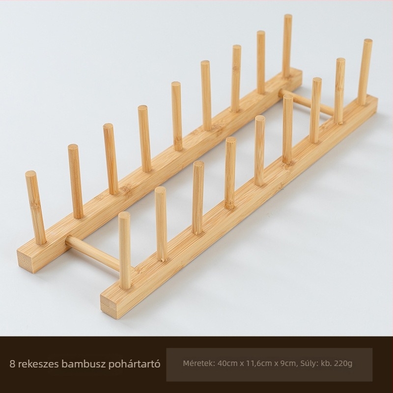 Bambuszból készült pohártartó kijelzőállvány, beépített telepítés, fúrás nélküli kialakítás, egyszerű stílus