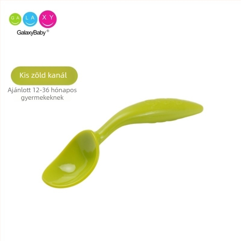 Ívelt bébi kanál készlet — rozsdamentes acélból, tanuló étkezési készlet 3 hónapos kortól