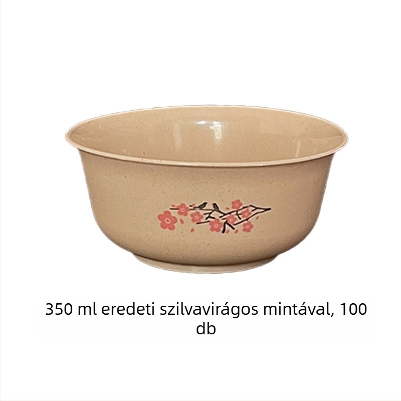 Rizshéjból készült egyszer használatos tálak, biológiailag lebomló anyagból, kerek formájú, otthoni és rendezvényhasználatra, logó nyomtatás elérhető, mikrohullámú sütőben nem használható