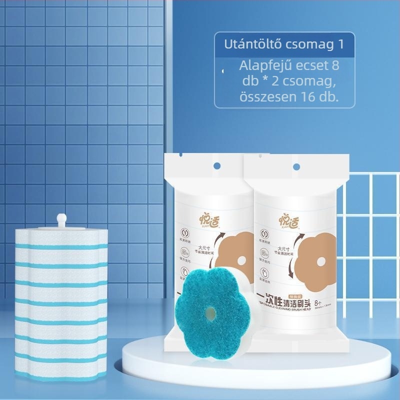 Egyszer használatos vécé-kefe otthoni fürdőszobához, sarokmentes tisztítás (Műanyag sörték)