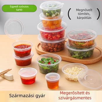Egyszer használatos szósz pohár készlet egyesített és különválasztható dizájnnal — PP anyag; mikrohullámú sütőben használható; Melt Box; Származás: Shandong; 2000 készlet/doboz