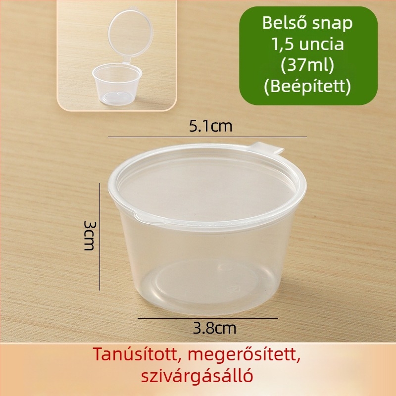 Egyszer használatos szósz pohár készlet egyesített és különválasztható dizájnnal — PP anyag; mikrohullámú sütőben használható; Melt Box; Származás: Shandong; 2000 készlet/doboz