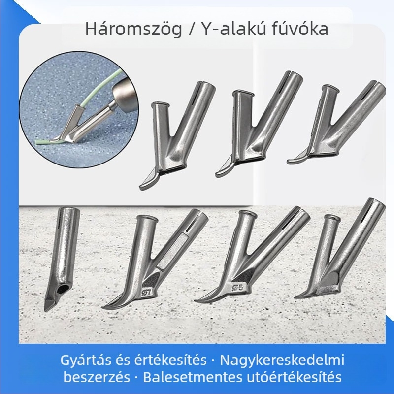 Rozsdamentes acélból készült forrólevegős hegesztőfúvóka-készlet — gyors háromszögű fúvóka, rögzített pontú fúvóka, Y-típusú körfúvóka; Tig150 kompatibilis